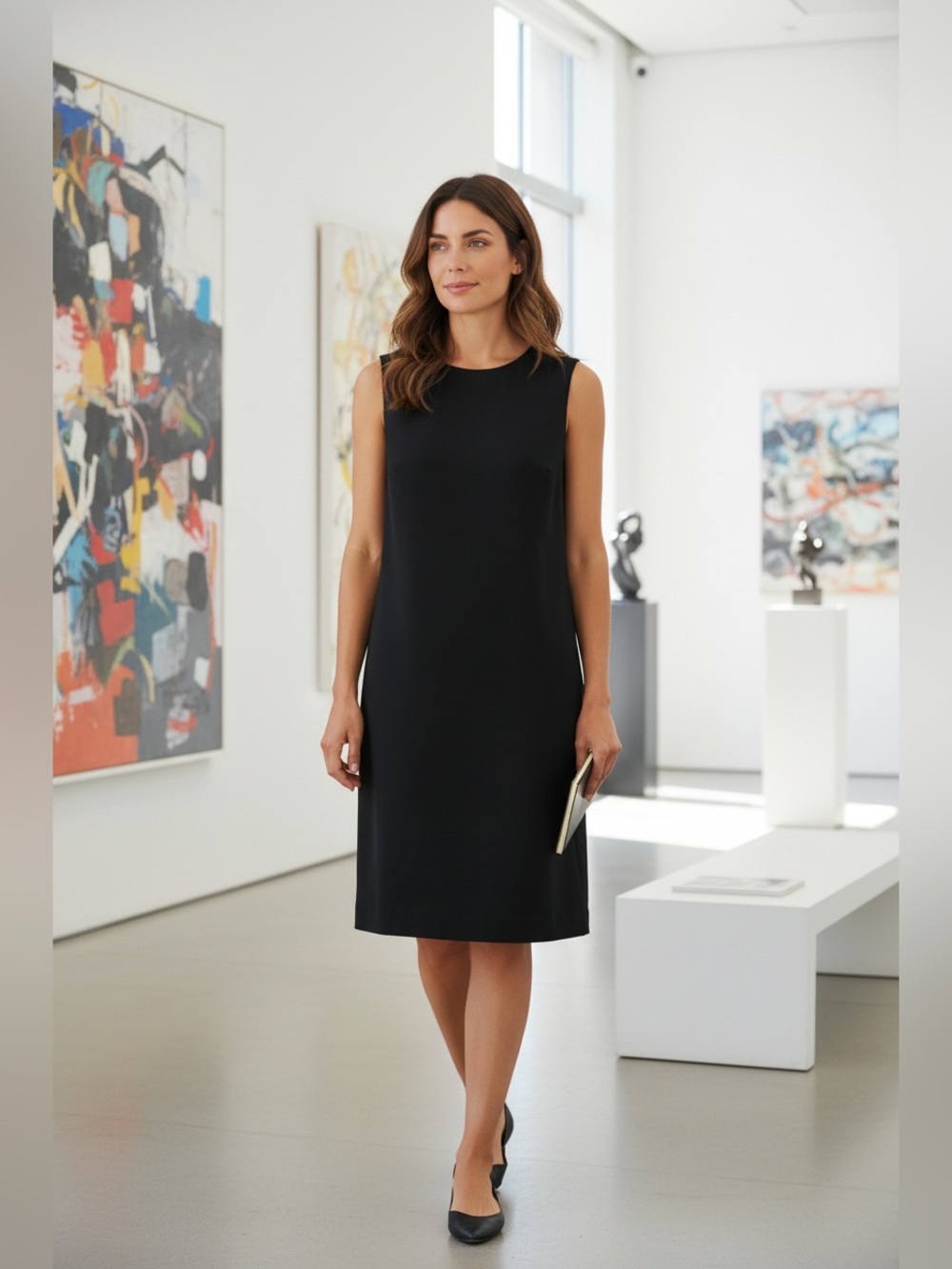 Theory Black Sleeveless Mini Shift Dress